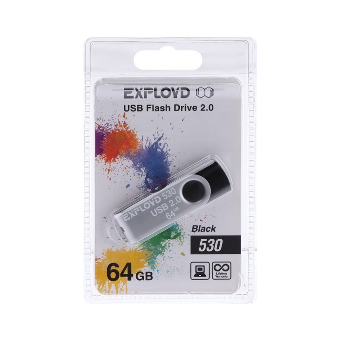 Флешка Exployd 530, 64 Гб, USB2.0, чт до 15 Мб/с, зап до 8 Мб/с, чёрная - фото 51374037 Флешка Exployd 530, 64 Гб, USB2.0, чт до 15 Мб/с, зап до 8 Мб/с, чёрная - фото 51374037