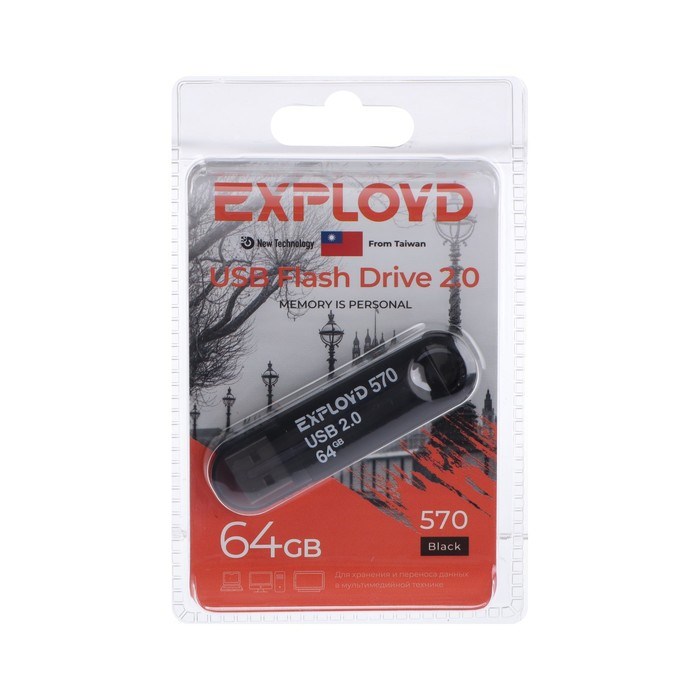 Флешка Exployd 570, 64 Гб, USB2.0, чт до 15 Мб/с, зап до 8 Мб/с, чёрная - фото 51374040 Флешка Exployd 570, 64 Гб, USB2.0, чт до 15 Мб/с, зап до 8 Мб/с, чёрная - фото 51374040
