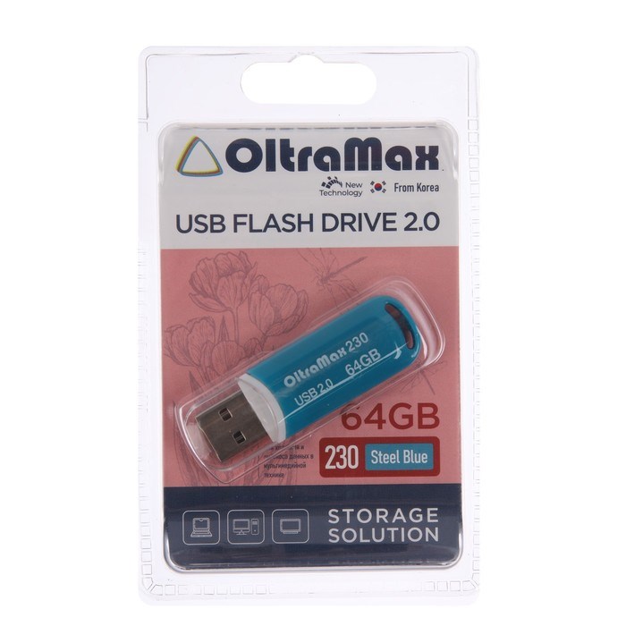 Флешка OltraMax 230, 64 Гб, USB2.0, чт до 15 Мб/с, зап до 8 Мб/с, синяя - фото 51374051 Флешка OltraMax 230, 64 Гб, USB2.0, чт до 15 Мб/с, зап до 8 Мб/с, синяя - фото 51374051