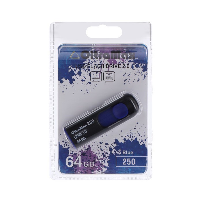 Флешка OltraMax 250, 64 Гб, USB2.0, чт до 15 Мб/с, зап до 8 Мб/с, синяя - фото 51374057 Флешка OltraMax 250, 64 Гб, USB2.0, чт до 15 Мб/с, зап до 8 Мб/с, синяя - фото 51374057