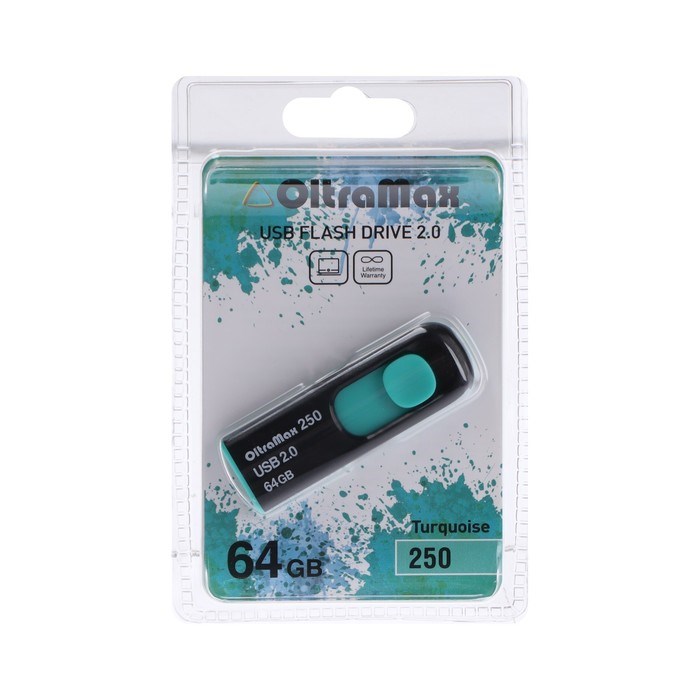 Флешка OltraMax 250, 64 Гб, USB2.0, чт до 15 Мб/с, зап до 8 Мб/с, бирюзовая - фото 51374063 Флешка OltraMax 250, 64 Гб, USB2.0, чт до 15 Мб/с, зап до 8 Мб/с, бирюзовая - фото 51374063