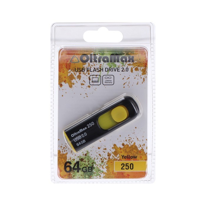 Флешка OltraMax 250, 64 Гб, USB2.0, чт до 15 Мб/с, зап до 8 Мб/с, жёлтая - фото 51374067 Флешка OltraMax 250, 64 Гб, USB2.0, чт до 15 Мб/с, зап до 8 Мб/с, жёлтая - фото 51374067