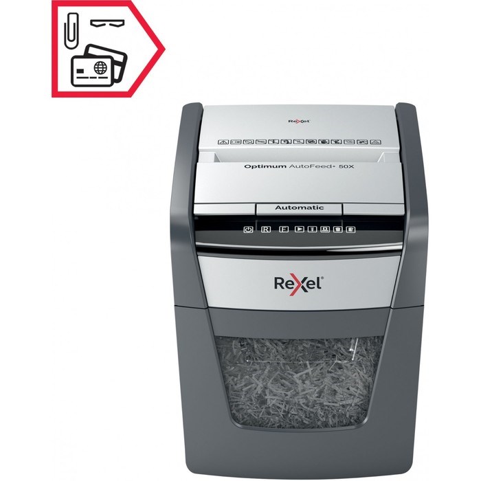 Шредер Rexel Optimum AutoFeed 50X, фрагменты 4х28мм, 50 листов, скрепки, скобы, пл.карты - фото 51374231 Шредер Rexel Optimum AutoFeed 50X, фрагменты 4х28мм, 50 листов, скрепки, скобы, пл.карты - фото 51374231