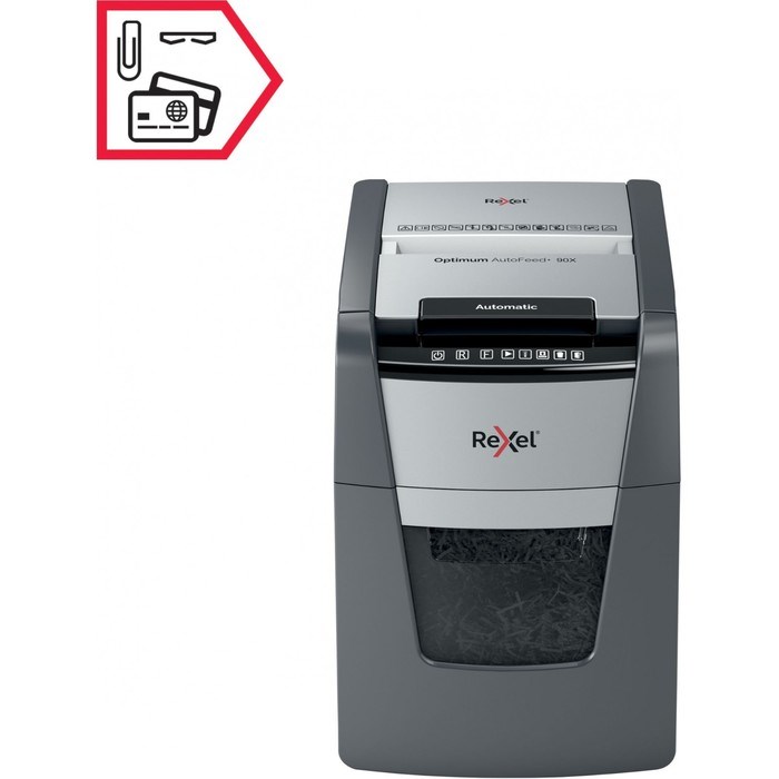 Шредер Rexel Optimum AutoFeed 90X, фрагменты 4х28 мм, 90 листов, скрепки, скобы, пл.карты - фото 51374390 Шредер Rexel Optimum AutoFeed 90X, фрагменты 4х28 мм, 90 листов, скрепки, скобы, пл.карты - фото 51374390