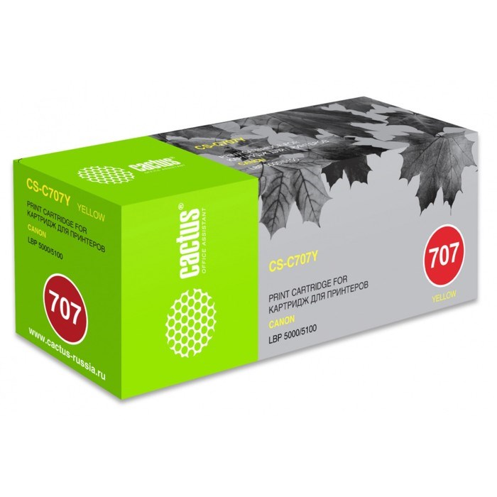 Картридж Cactus CS-C707Y для Canon i-Sensys LBP 5000/5100 (2000k), желтый - фото 51374823 Картридж Cactus CS-C707Y для Canon i-Sensys LBP 5000/5100 (2000k), желтый - фото 51374823