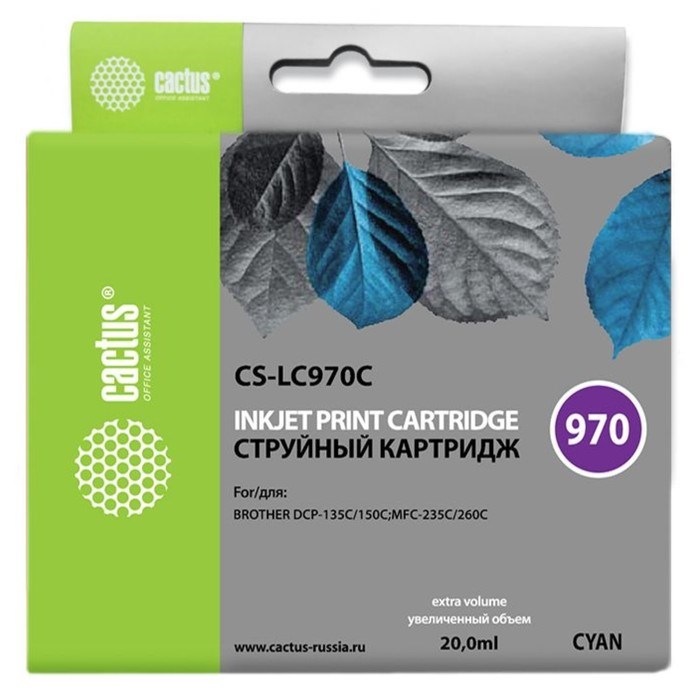 Картридж Cactus CS-LC970C, (DCP-135C/150C/MFC-235C/260C), для Brother, голубой - фото 51375087 Картридж Cactus CS-LC970C, (DCP-135C/150C/MFC-235C/260C), для Brother, голубой - фото 51375087
