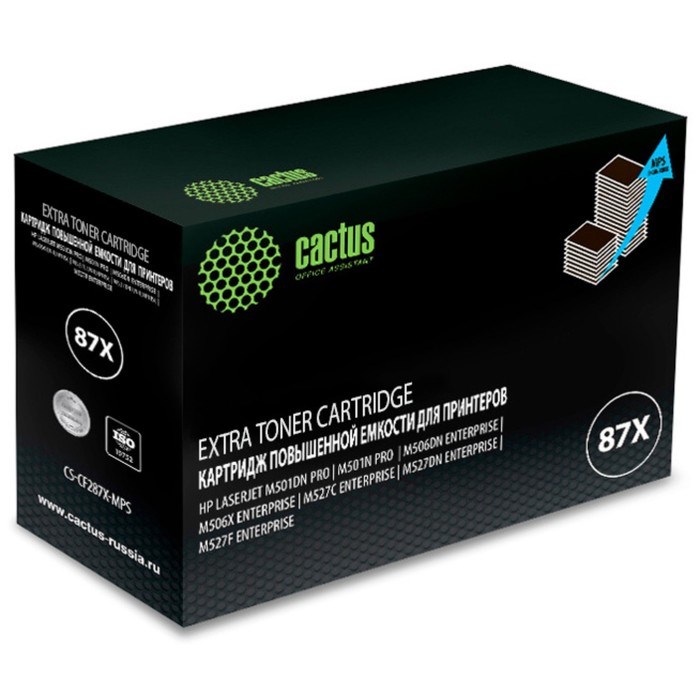 Картридж Cactus CS-CF287X-MPS CF287XX, для HP LJ M506dn/M506n/M506x, 24000 страниц, цвет чёрный - фото 51375502 Картридж Cactus CS-CF287X-MPS CF287XX, для HP LJ M506dn/M506n/M506x, 24000 страниц, цвет чёрный - фото 51375502