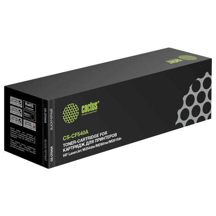 Картридж Cactus CS-CF540A CF540A, для HP LJ M254dw/M280nw/M281fdn, 1400 страниц, цвет чёрный - фото 51375578 Картридж Cactus CS-CF540A CF540A, для HP LJ M254dw/M280nw/M281fdn, 1400 страниц, цвет чёрный - фото 51375578