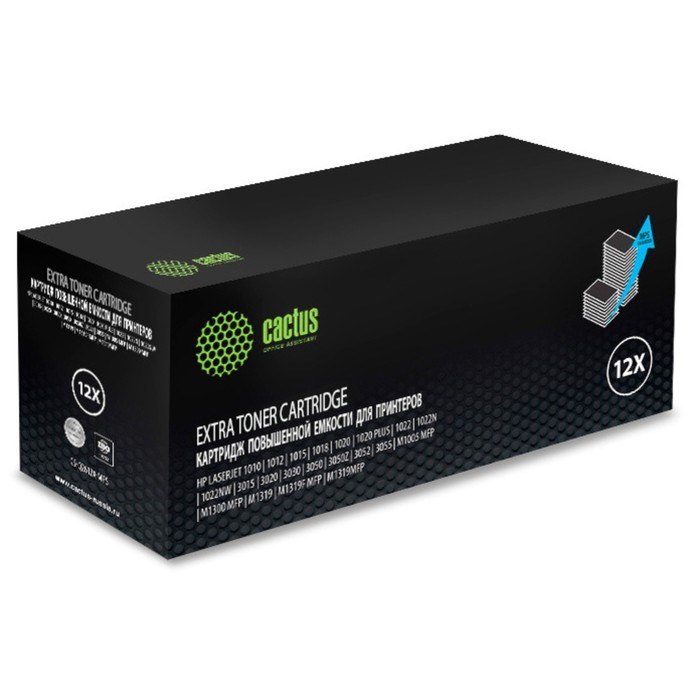 Картридж Cactus CS-Q2612X-MPS Q2612X, для HP LJ 1010/1012/1015/1018/1020, 3000 страниц, цвет чёрный - фото 51375652 Картридж Cactus CS-Q2612X-MPS Q2612X, для HP LJ 1010/1012/1015/1018/1020, 3000 страниц, цвет чёрный - фото 51375652