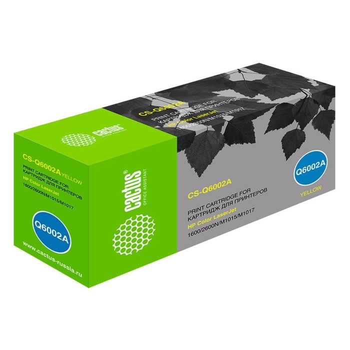 Картридж Cactus CS-Q6002A Q6002A, для HP CLJ 1600/2600N/M1015/M1017, 2000 страниц, цвет жёлтый - фото 51375673 Картридж Cactus CS-Q6002A Q6002A, для HP CLJ 1600/2600N/M1015/M1017, 2000 страниц, цвет жёлтый - фото 51375673