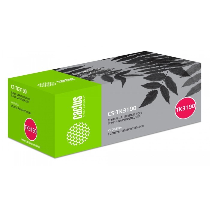 Картридж Cactus CS-TK3190 TK-3190, для Kyocera Ecosys P3055dn/P3060dn, 25000 страниц, цвет чёрный - фото 51375725 Картридж Cactus CS-TK3190 TK-3190, для Kyocera Ecosys P3055dn/P3060dn, 25000 страниц, цвет чёрный - фото 51375725