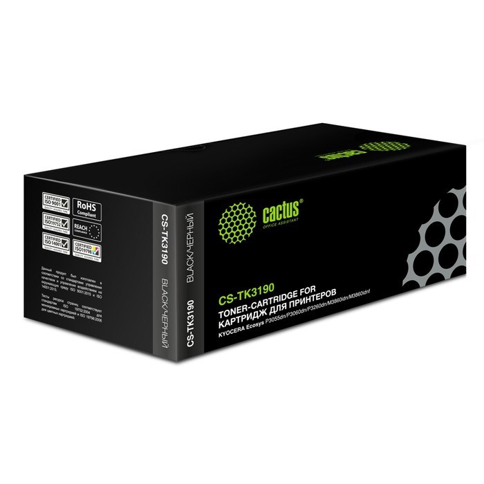 Картридж Cactus CS-TK3190 TK-3190, для Kyocera Ecosys P3055dn/P3060dn, 25000 страниц, цвет чёрный - фото 51375726 Картридж Cactus CS-TK3190 TK-3190, для Kyocera Ecosys P3055dn/P3060dn, 25000 страниц, цвет чёрный - фото 51375726