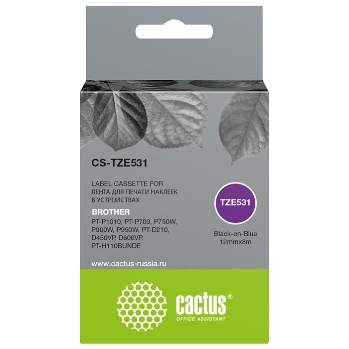 Картридж Cactus CSTZE531 TZe531, для Brother PTP1010/PTP700/P750W/P900W, цвет чёрный - фото 51376220 Картридж Cactus CSTZE531 TZe531, для Brother PTP1010/PTP700/P750W/P900W, цвет чёрный - фото 51376220