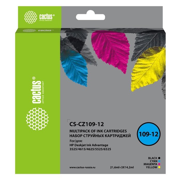 Картридж Cactus CS-CZ109-12, для HP DJ IA 3525/5525/4525, 64,2 мл, многоцветный - фото 51376352 Картридж Cactus CS-CZ109-12, для HP DJ IA 3525/5525/4525, 64,2 мл, многоцветный - фото 51376352