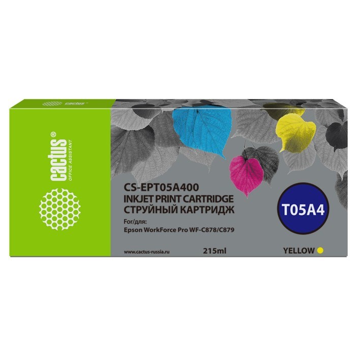 Картридж Cactus CS-EPT05A400 T05A4, для Epson WorkForce Pro WF-C878/C879, 215 мл, цвет жёлтый - фото 51376382 Картридж Cactus CS-EPT05A400 T05A4, для Epson WorkForce Pro WF-C878/C879, 215 мл, цвет жёлтый - фото 51376382