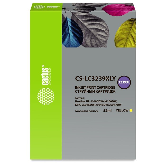 Картридж Cactus CS-LC3239XLY, для Brother HL-J6000DW/J6100DW, 52 мл, цвет жёлтый - фото 51376460 Картридж Cactus CS-LC3239XLY, для Brother HL-J6000DW/J6100DW, 52 мл, цвет жёлтый - фото 51376460