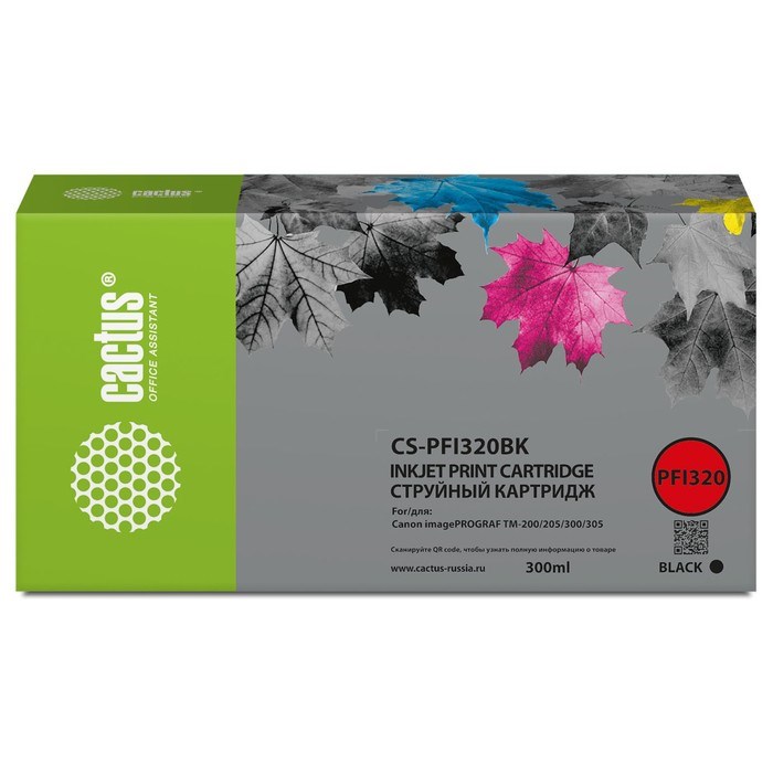 Картридж Cactus CS-PFI320BK, для Canon TM-200/TM-200 MFP L24ei/TM-205/TM-300, 300 мл, цвет чёрный - фото 51376483 Картридж Cactus CS-PFI320BK, для Canon TM-200/TM-200 MFP L24ei/TM-205/TM-300, 300 мл, цвет чёрный - фото 51376483