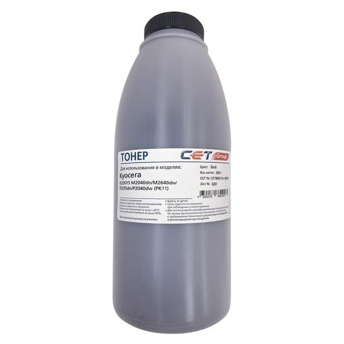 Тонер Cet PK11 CET8857A-300, для Kyocera M2135dn/2735dw/2040dn, бутылка 300гр, чёрный - фото 51376746 Тонер Cet PK11 CET8857A-300, для Kyocera M2135dn/2735dw/2040dn, бутылка 300гр, чёрный - фото 51376746
