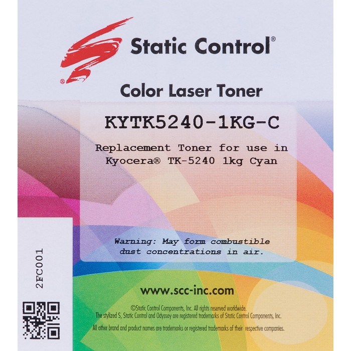 Тонер Static Control KYTK5240-1KG-C, для Kyocera Ecosys-P5026/M5526, флакон 1000гр, голубой - фото 51376826 Тонер Static Control KYTK5240-1KG-C, для Kyocera Ecosys-P5026/M5526, флакон 1000гр, голубой - фото 51376826