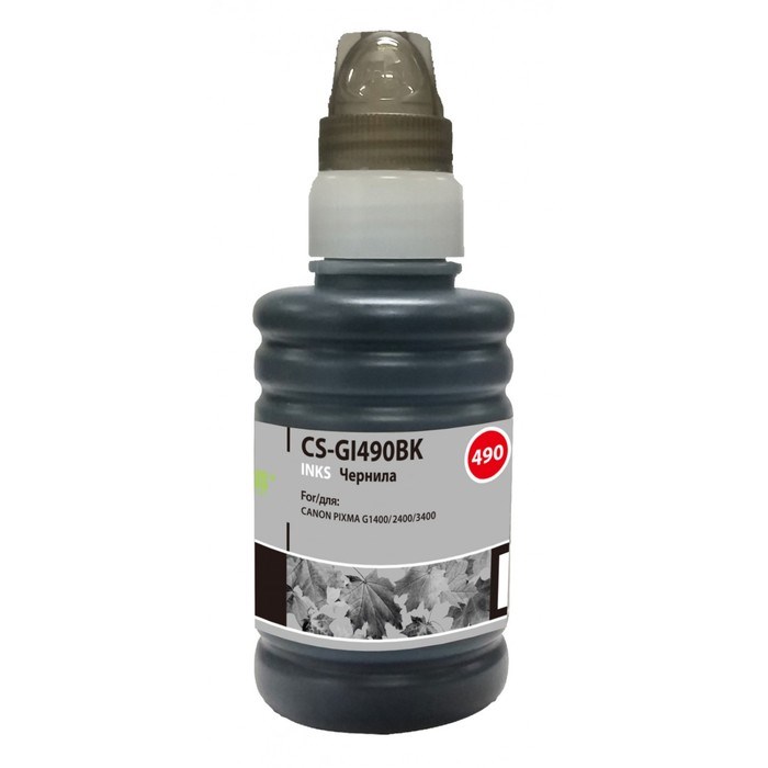 Чернила Cactus CS-GI490BK, для Canon Pixma G1400/G2400/G3400, 100мл, чёрные - фото 51376945 Чернила Cactus CS-GI490BK, для Canon Pixma G1400/G2400/G3400, 100мл, чёрные - фото 51376945