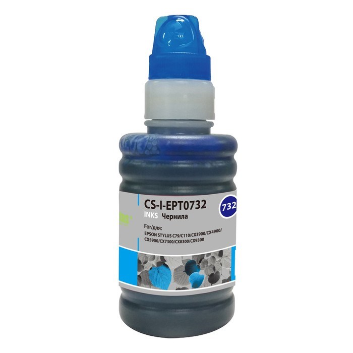 Чернила Cactus CS-I-EPT0732, для Epson St С79/C110/СХ3900/CX4900/CX5900, 100мл, голубые - фото 51377036 Чернила Cactus CS-I-EPT0732, для Epson St С79/C110/СХ3900/CX4900/CX5900, 100мл, голубые - фото 51377036