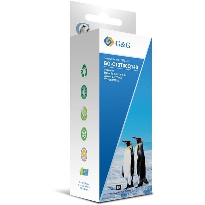 Чернила G&G GG-C13T00Q140, для Epson EcoTank 7700/7750, 140мл, чёрные - фото 51377094 Чернила G&G GG-C13T00Q140, для Epson EcoTank 7700/7750, 140мл, чёрные - фото 51377094