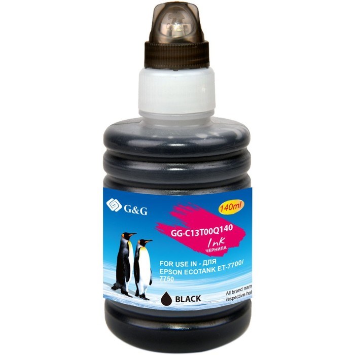 Чернила G&G GG-C13T00Q140, для Epson EcoTank 7700/7750, 140мл, чёрные - фото 51377095 Чернила G&G GG-C13T00Q140, для Epson EcoTank 7700/7750, 140мл, чёрные - фото 51377095
