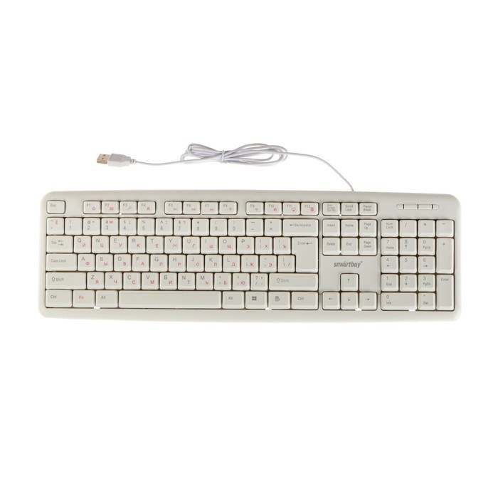 Клавиатура Smartbuy ONE 210, проводная, мембранная, 104 клавиши, USB, белая - фото 51377321 Клавиатура Smartbuy ONE 210, проводная, мембранная, 104 клавиши, USB, белая - фото 51377321