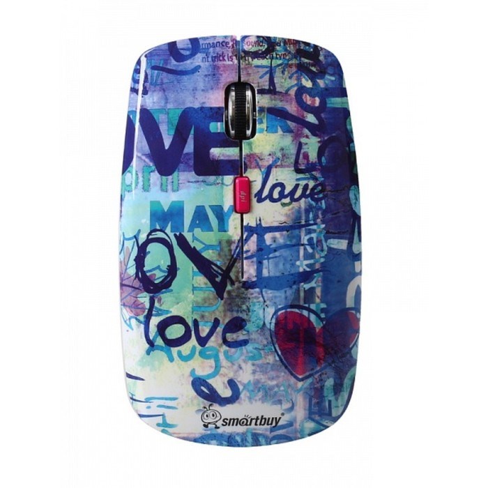 Мышь Smartbuy 327AG принт Love, беспроводная, оптическая, 2000 dpi, 2xAAА , USB, принт Love - фото 51377339