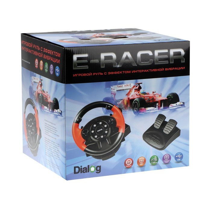 Руль Dialog GW-125VR E-Racer, проводной, вибрация, для PC, 2 педали, пычаг ПП, USB - фото 51377794 Руль Dialog GW-125VR E-Racer, проводной, вибрация, для PC, 2 педали, пычаг ПП, USB - фото 51377794