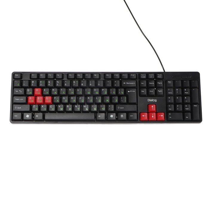 Клавиатура Dialog KS-030U BLACK-RED Standart, проводная, мембранная,104 клавиши, USB, чёрная - фото 51377813 Клавиатура Dialog KS-030U BLACK-RED Standart, проводная, мембранная,104 клавиши, USB, чёрная - фото 51377813