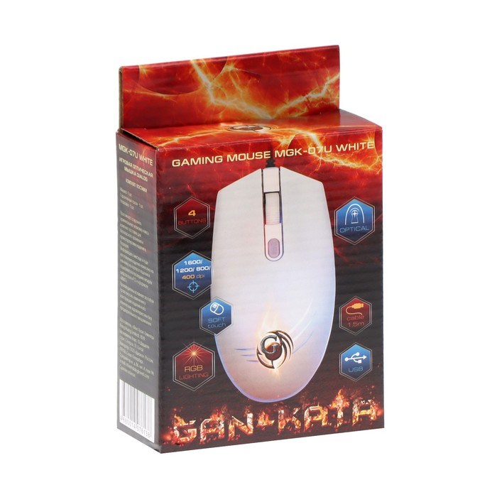 Мышь Dialog MGK-07U WHITE Gan-Kata, игровая, проводная, подсветка, 1600 dpi, USB, белая - фото 51377828 Мышь Dialog MGK-07U WHITE Gan-Kata, игровая, проводная, подсветка, 1600 dpi, USB, белая - фото 51377828
