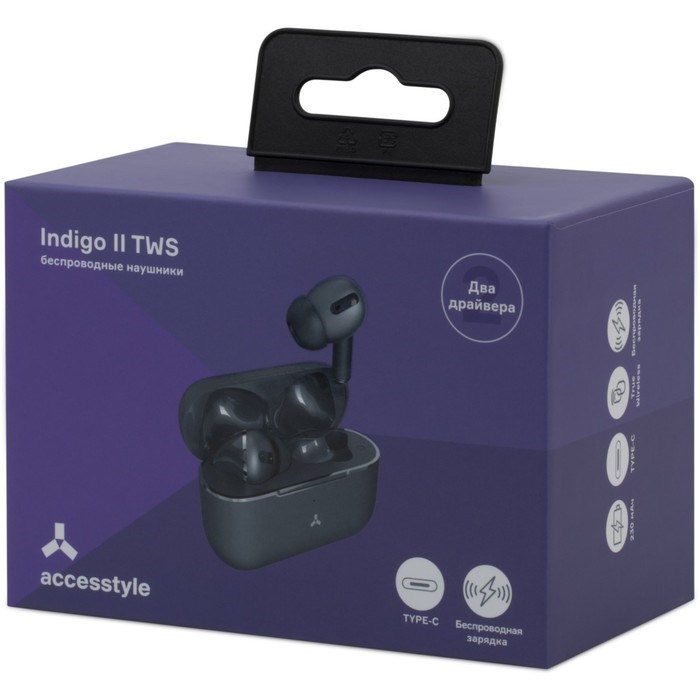 Наушники Accesstyle Indigo II TWS, вакуумные, беспроводная зарядка, до 4 часов, черные - фото 51377949 Наушники Accesstyle Indigo II TWS, вакуумные, беспроводная зарядка, до 4 часов, черные - фото 51377949