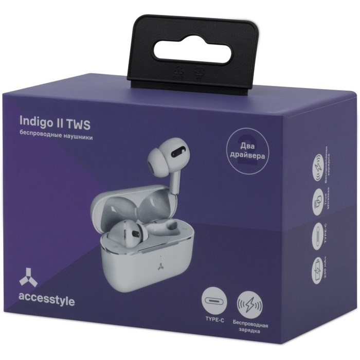Наушники Accesstyle Indigo II TWS, вакуумные, беспроводная зарядка, до 4 часов, белые - фото 51377954 Наушники Accesstyle Indigo II TWS, вакуумные, беспроводная зарядка, до 4 часов, белые - фото 51377954