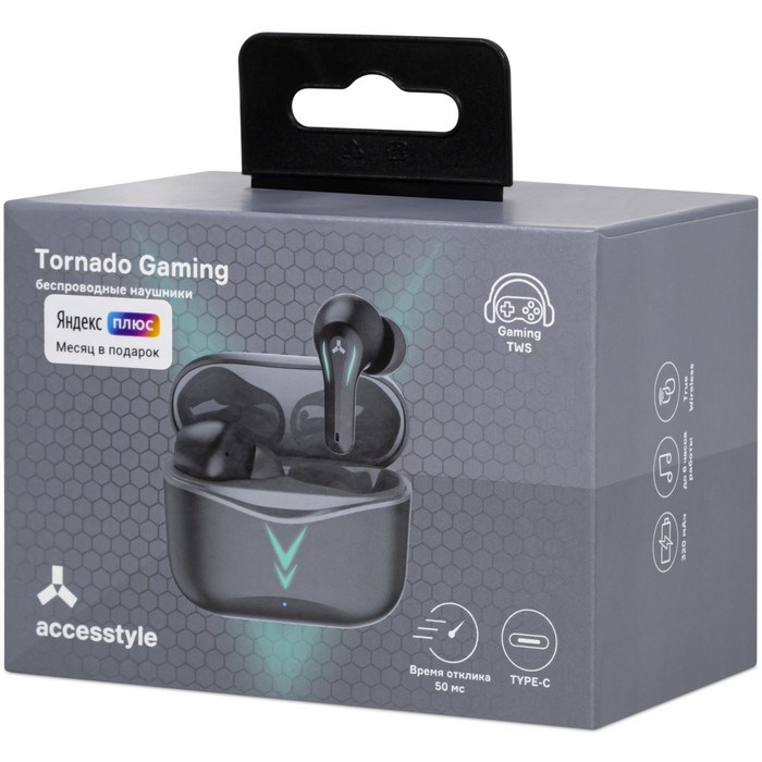 Наушники Accesstyle Tornado Gaming TWS, игровые, до 6 часов, BT 5.1, отклик 50 мс, черные - фото 51377965 Наушники Accesstyle Tornado Gaming TWS, игровые, до 6 часов, BT 5.1, отклик 50 мс, черные - фото 51377965