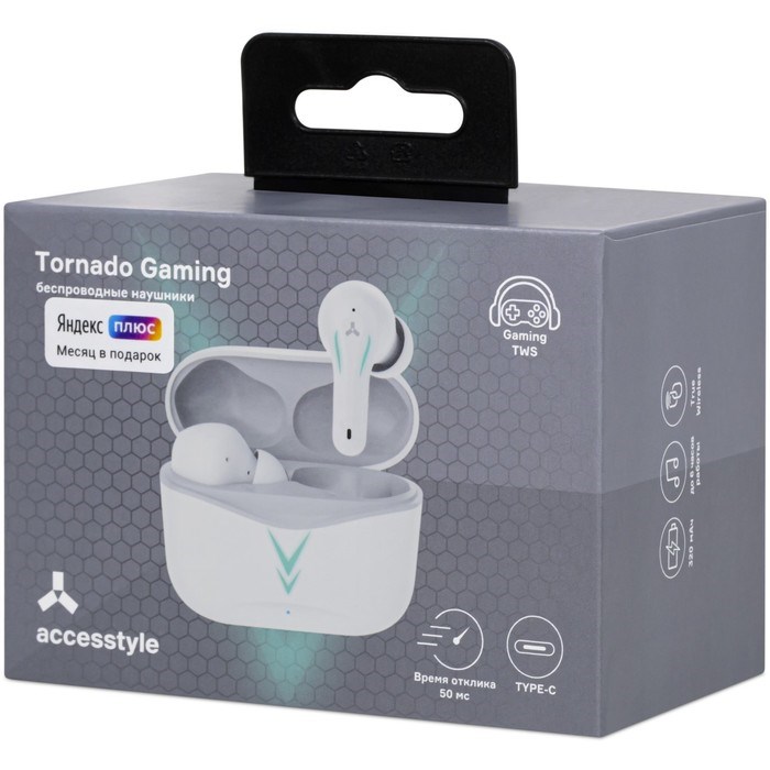 Наушники Accesstyle Tornado Gaming TWS, игровые, до 6 часов, BT 5.1, отклик 50 мс, белые - фото 51377970 Наушники Accesstyle Tornado Gaming TWS, игровые, до 6 часов, BT 5.1, отклик 50 мс, белые - фото 51377970