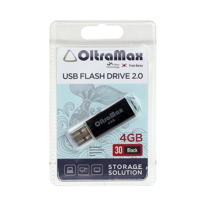 Флешка OltraMax 30, 4 Гб, USB2.0, чт до 15 Мб/с, зап до 8 Мб/с, чёрная - фото 51378127 Флешка OltraMax 30, 4 Гб, USB2.0, чт до 15 Мб/с, зап до 8 Мб/с, чёрная - фото 51378127