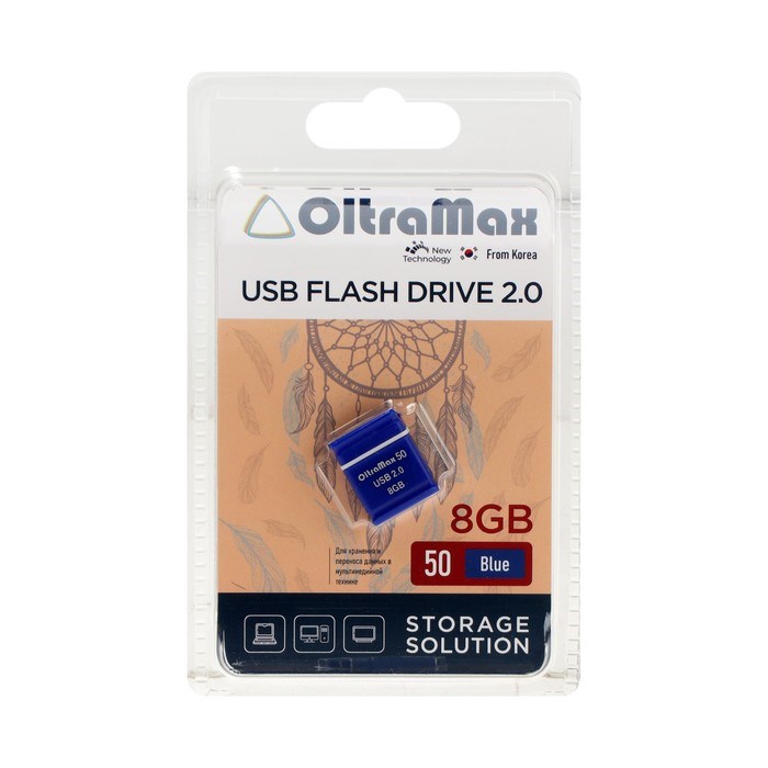 Флешка OltraMax 50, 8 Гб, USB2.0, чт до 15 Мб/с, зап до 8 Мб/с, синяя - фото 51378130 Флешка OltraMax 50, 8 Гб, USB2.0, чт до 15 Мб/с, зап до 8 Мб/с, синяя - фото 51378130