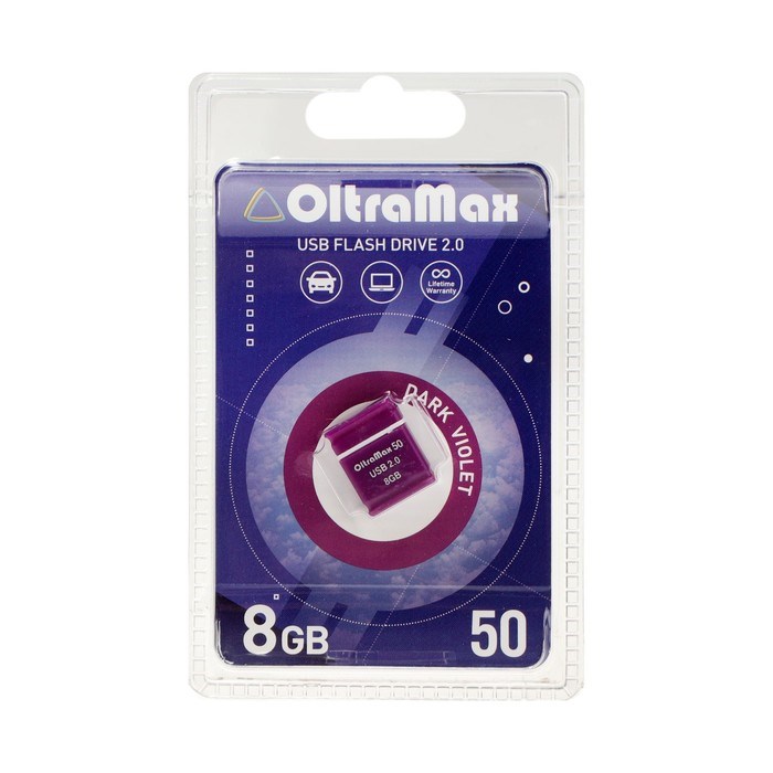 Флешка OltraMax 50, 8 Гб, USB2.0, чт до 15 Мб/с, зап до 8 Мб/с, фиолетовая - фото 51378136 Флешка OltraMax 50, 8 Гб, USB2.0, чт до 15 Мб/с, зап до 8 Мб/с, фиолетовая - фото 51378136