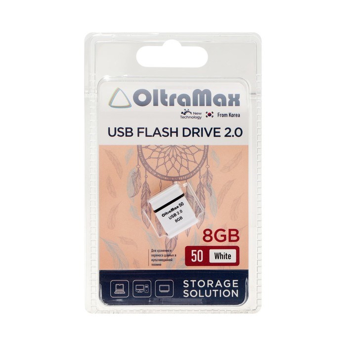 Флешка OltraMax 50, 8 Гб, USB2.0, чт до 15 Мб/с, зап до 8 Мб/с, белая - фото 51378145 Флешка OltraMax 50, 8 Гб, USB2.0, чт до 15 Мб/с, зап до 8 Мб/с, белая - фото 51378145