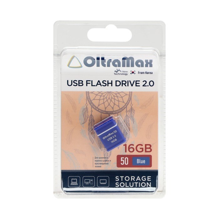Флешка OltraMax 50, 16 Гб, USB2.0, чт до 15 Мб/с, зап до 8 Мб/с, синяя - фото 51378158 Флешка OltraMax 50, 16 Гб, USB2.0, чт до 15 Мб/с, зап до 8 Мб/с, синяя - фото 51378158