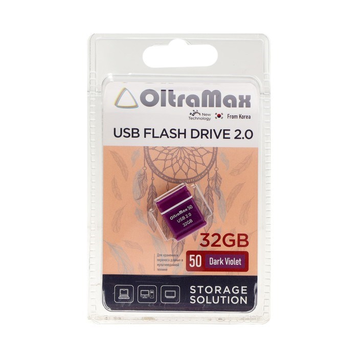 Флешка OltraMax 50, 32 Гб, USB2.0, чт до 15 Мб/с, зап до 8 Мб/с, фиолетовая - фото 51378189 Флешка OltraMax 50, 32 Гб, USB2.0, чт до 15 Мб/с, зап до 8 Мб/с, фиолетовая - фото 51378189