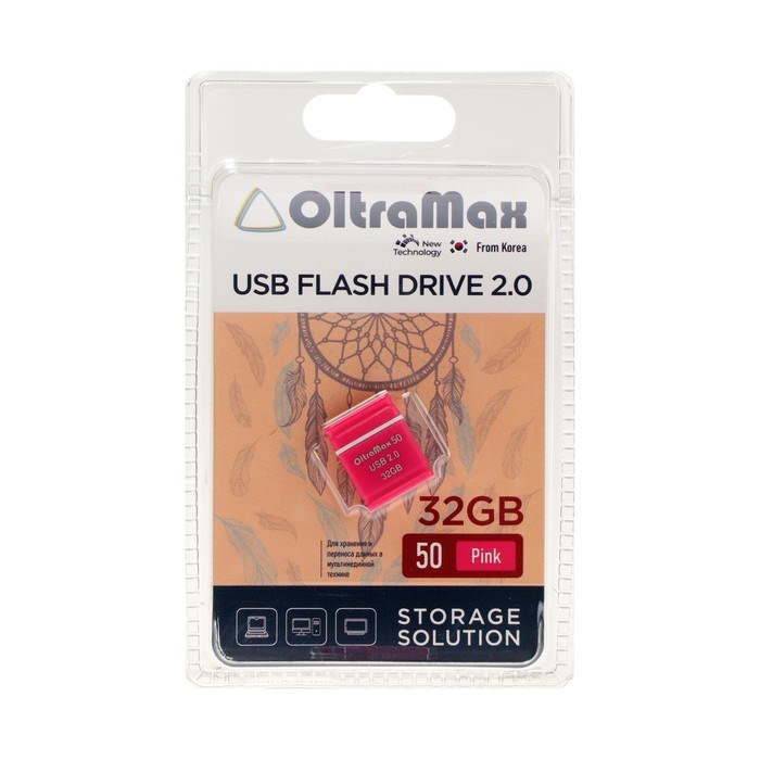 Флешка OltraMax 50, 32 Гб, USB2.0, чт до 15 Мб/с, зап до 8 Мб/с, розовая - фото 51378193 Флешка OltraMax 50, 32 Гб, USB2.0, чт до 15 Мб/с, зап до 8 Мб/с, розовая - фото 51378193