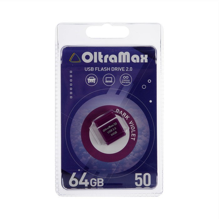 Флешка OltraMax 50, 64 Гб, USB2.0, чт до 15 Мб/с, зап до 8 Мб/с, фиолетовая - фото 51378212 Флешка OltraMax 50, 64 Гб, USB2.0, чт до 15 Мб/с, зап до 8 Мб/с, фиолетовая - фото 51378212