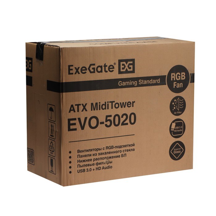 Корпус ExeGate Miditower EVO-5020, без БП, ATX, 2хUSB 2.0, 1хUSB 3.0, подсветка, чёрный - фото 51378380 Корпус ExeGate Miditower EVO-5020, без БП, ATX, 2хUSB 2.0, 1хUSB 3.0, подсветка, чёрный - фото 51378380