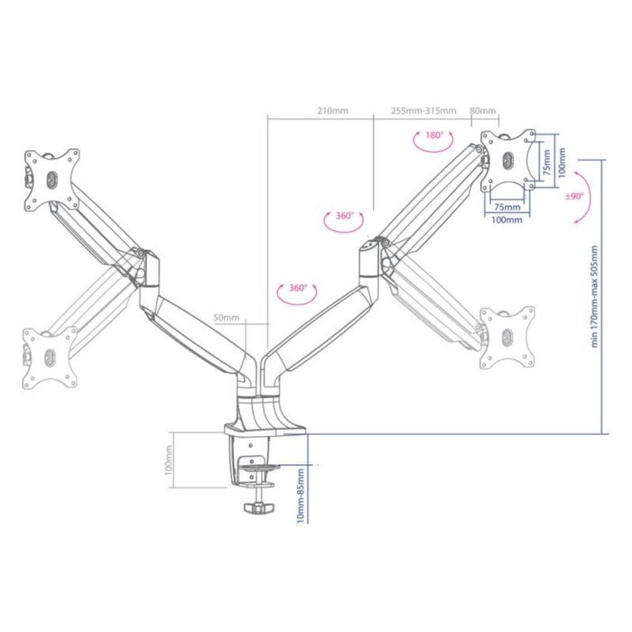 Кронштейн для монитора Arm Media LCD-T32, до 18 кг, 15-32", настольный, поворот и наклон, серебро - фото 51378496 Кронштейн для монитора Arm Media LCD-T32, до 18 кг, 15-32", настольный, поворот и наклон, серебро - фото 51378496