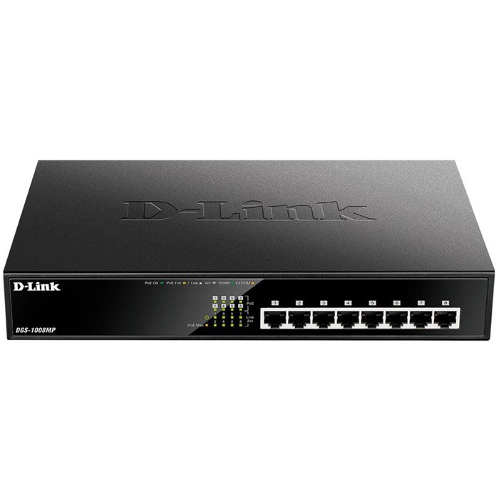 Коммутатор D-Link DGS-1008MP/B1A, неуправляемый, 8х10/100/1000BASE-T - фото 51378548 Коммутатор D-Link DGS-1008MP/B1A, неуправляемый, 8х10/100/1000BASE-T - фото 51378548
