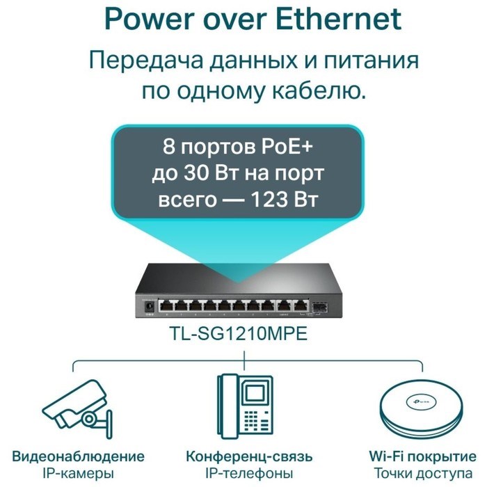 Коммутатор TP-Link TL-SG1210MPE, настраиваемый, 10х10/100/1000BASE-T - фото 51378687 Коммутатор TP-Link TL-SG1210MPE, настраиваемый, 10х10/100/1000BASE-T - фото 51378687