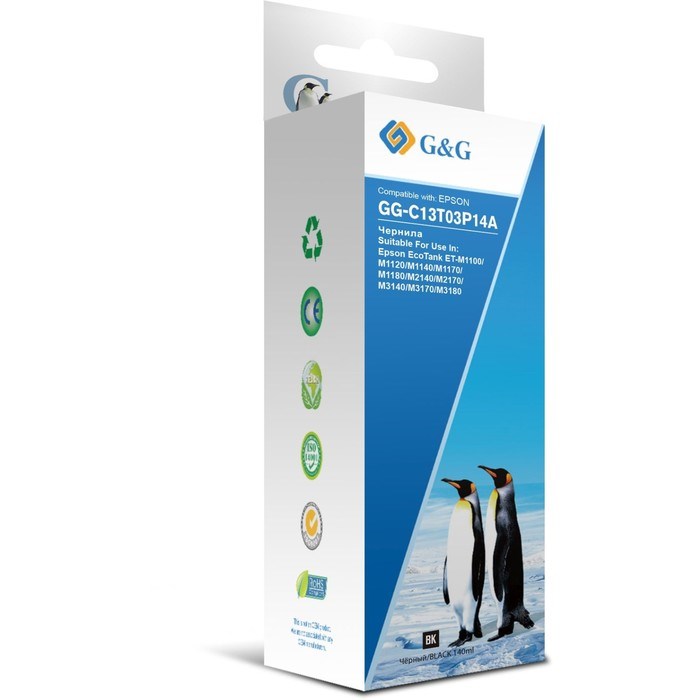 Чернила G&G GG-C13T03P14A 110BK, для Epson M1100/M1120/M1140/M1170/M1180, 140мл, чёрные - фото 51378774 Чернила G&G GG-C13T03P14A 110BK, для Epson M1100/M1120/M1140/M1170/M1180, 140мл, чёрные - фото 51378774