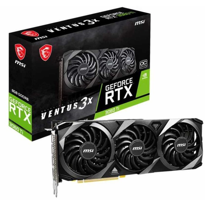 Видеокарта MSI RTX 3060 Ti VENTUS 3X 8G OC LHR, GeForce RTX 3060Ti, 8Gb, GDDR6, HDMI, DP - фото 51379161